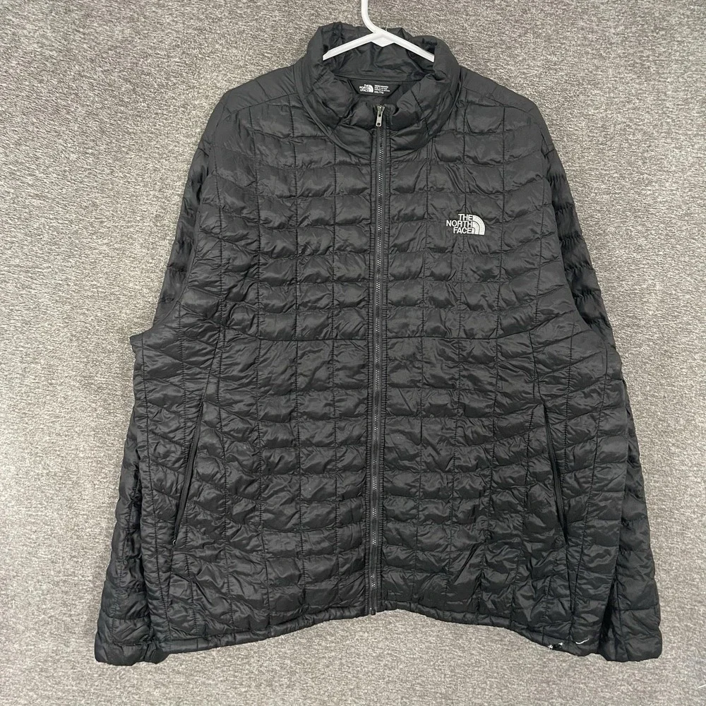 The North Face Thermoball Jacket Mens 2XL Black Puffer Quilted Full Zip READ